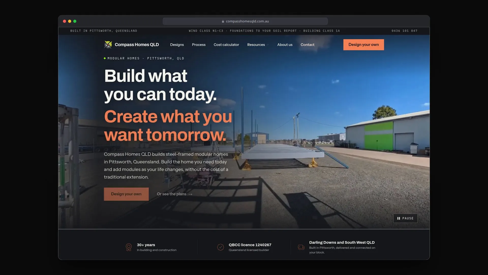 Compass Homes QLD's website in a browser window.